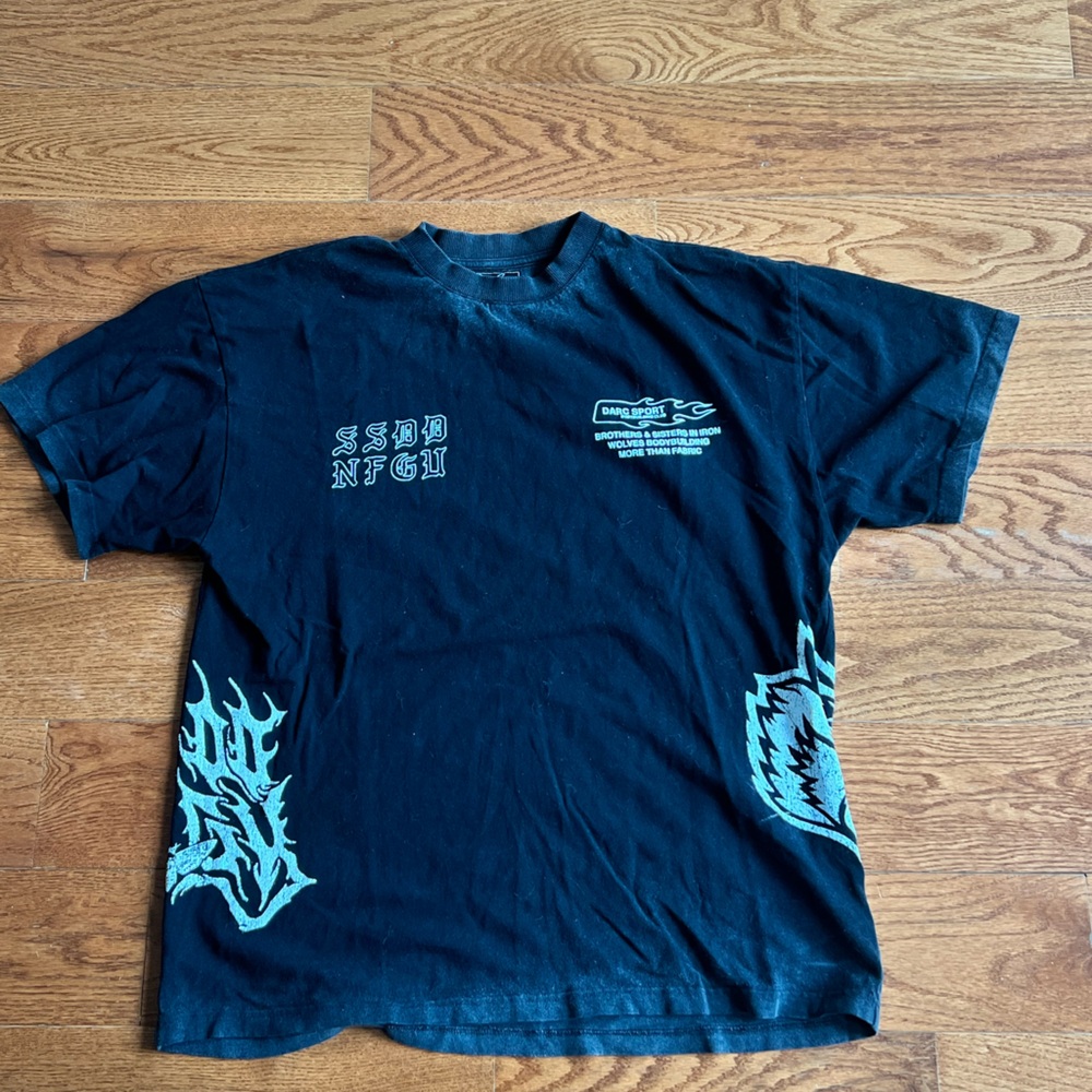 darc sport skull black acid wash t shirt size large - Picture 2 of 3